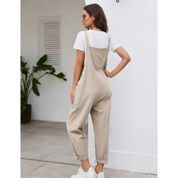 Flygo Women's Casual Cotton Overalls Wide Leg Loose Fit Jumpsuit Baggy Rompers with Pockets