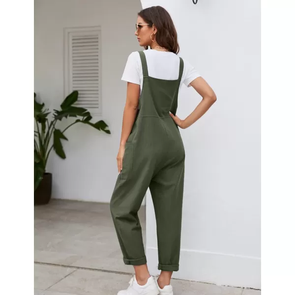 Flygo Women's Casual Cotton Overalls Wide Leg Loose Fit Jumpsuit Baggy Rompers with Pockets