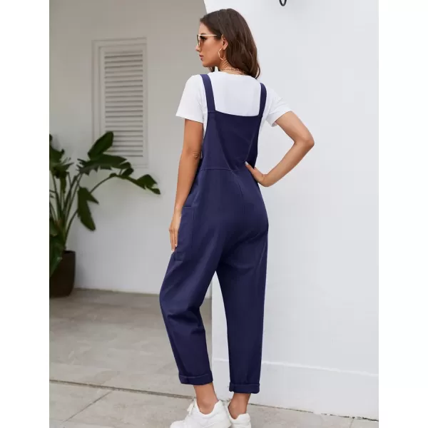 Flygo Women's Casual Cotton Overalls Wide Leg Loose Fit Jumpsuit Baggy Rompers with Pockets