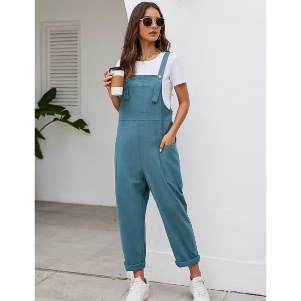 Flygo Women's Casual Cotton Overalls Wide Leg Loose Fit Jumpsuit Baggy Rompers with Pockets
