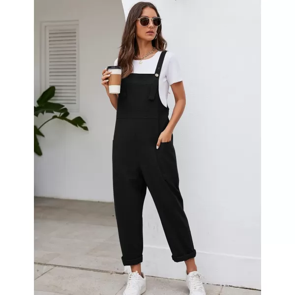 Flygo Women's Casual Cotton Overalls Wide Leg Loose Fit Jumpsuit Baggy Rompers with Pockets