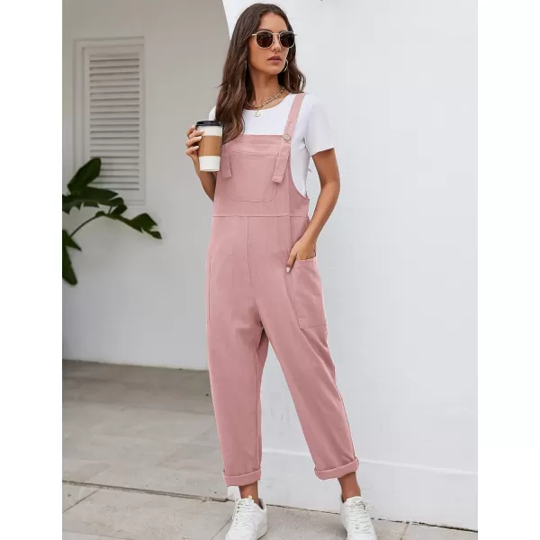 Flygo Women's Casual Cotton Overalls Wide Leg Loose Fit Jumpsuit Baggy Rompers with Pockets
