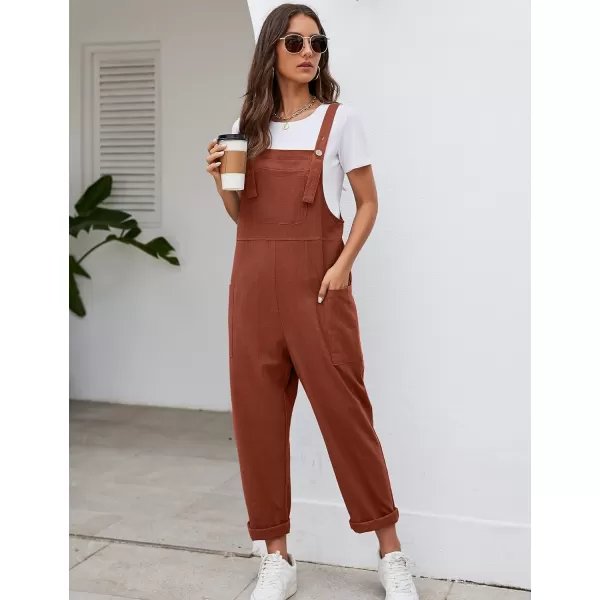 Flygo Women's Casual Cotton Overalls Wide Leg Loose Fit Jumpsuit Baggy Rompers with Pockets