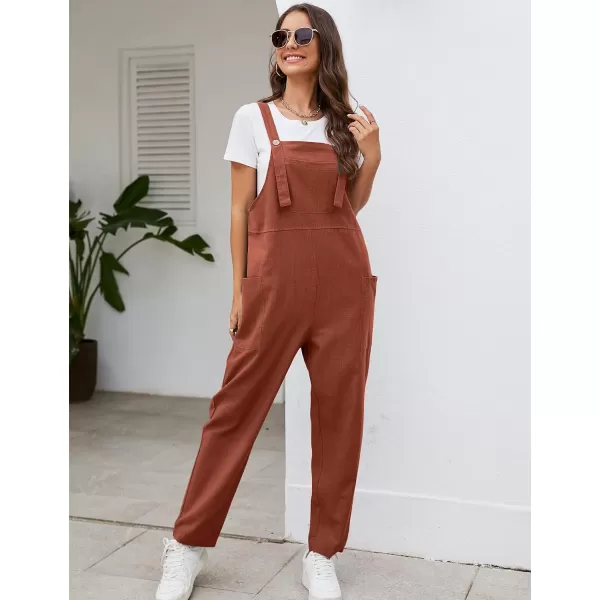 Flygo Women's Casual Cotton Overalls Wide Leg Loose Fit Jumpsuit Baggy Rompers with Pockets