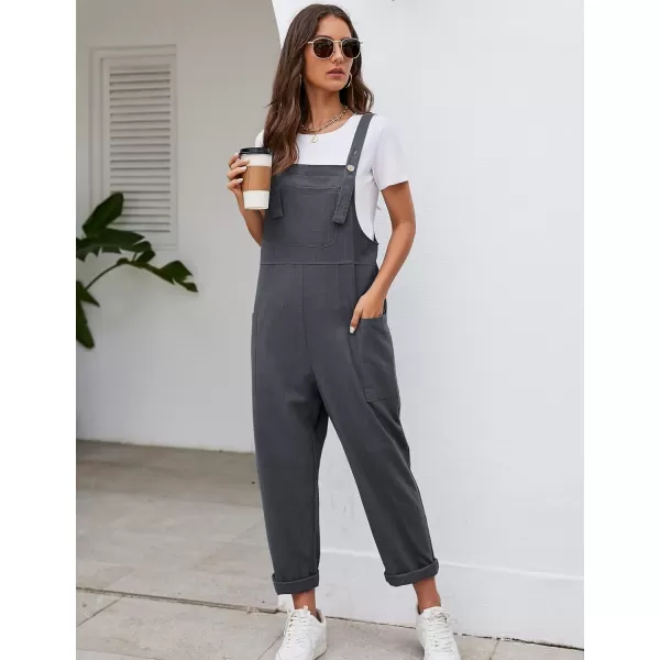 Flygo Women's Casual Cotton Overalls Wide Leg Loose Fit Jumpsuit Baggy Rompers with Pockets