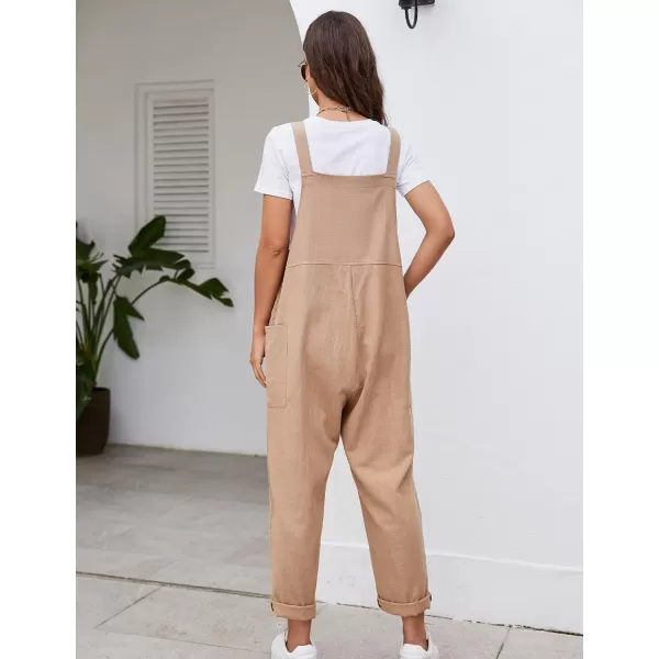 Flygo Women's Casual Cotton Overalls Wide Leg Loose Fit Jumpsuit Baggy Rompers with Pockets
