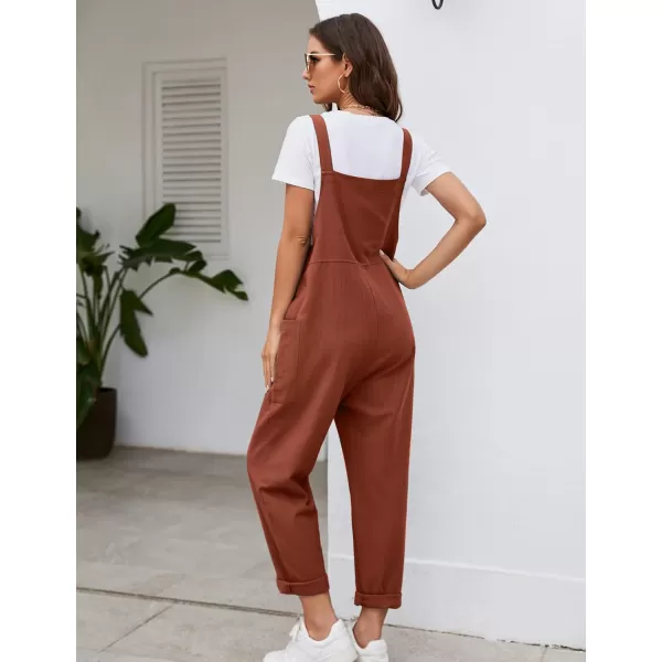 Flygo Women's Casual Cotton Overalls Wide Leg Loose Fit Jumpsuit Baggy Rompers with Pockets