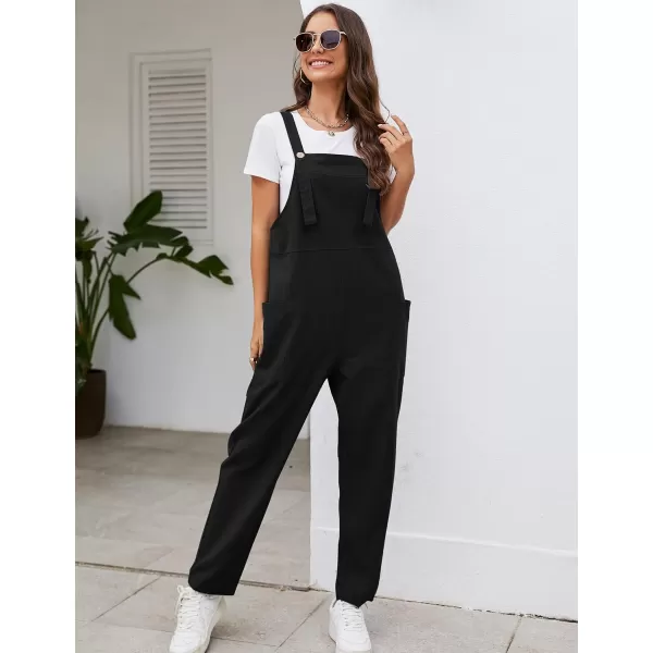 Flygo Women's Casual Cotton Overalls Wide Leg Loose Fit Jumpsuit Baggy Rompers with Pockets