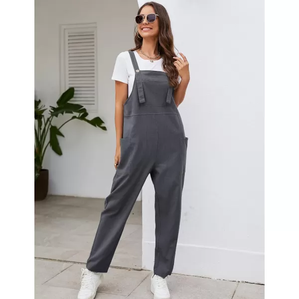 Flygo Women's Casual Cotton Overalls Wide Leg Loose Fit Jumpsuit Baggy Rompers with Pockets