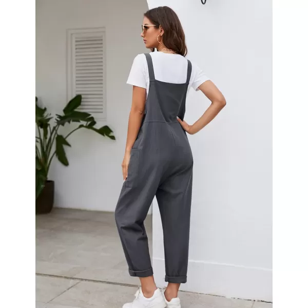 Flygo Women's Casual Cotton Overalls Wide Leg Loose Fit Jumpsuit Baggy Rompers with Pockets