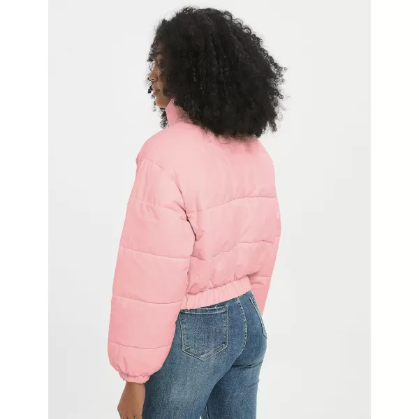 Flygo Women's Cropped Puffer Jacket Zip Up Stand Collar Padded Winter Down Coat