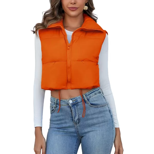 Flygo Women's Cropped Puffer Vest Zip Up Stand Collar Sleeveless Padded Bubble Vest