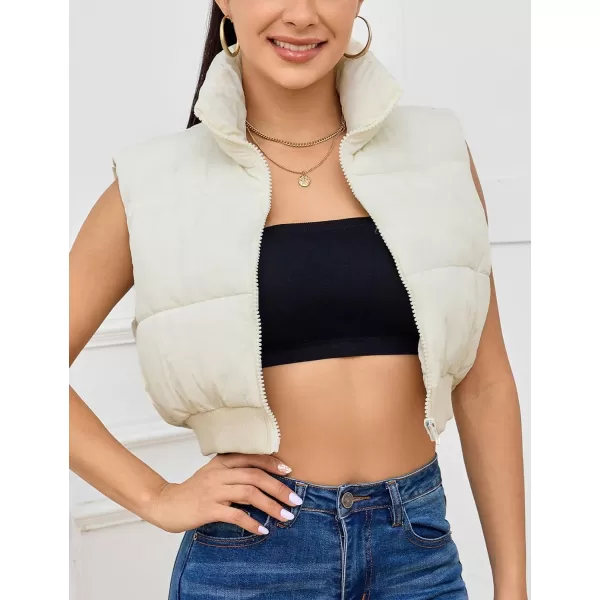 Flygo Women's Cropped Puffer Vest Zip Up Stand Collar Sleeveless Padded Bubble Vest