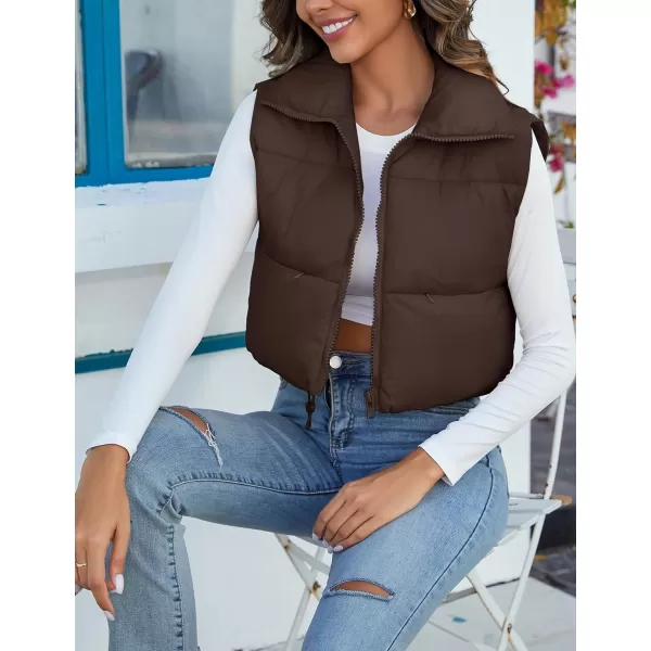 Flygo Women's Cropped Puffer Vest Zip Up Stand Collar Sleeveless Padded Bubble Vest