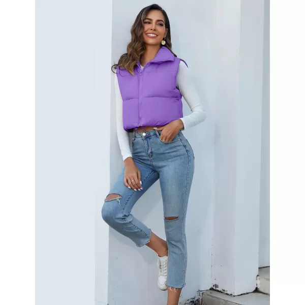 Flygo Women's Cropped Puffer Vest Zip Up Stand Collar Sleeveless Padded Bubble Vest