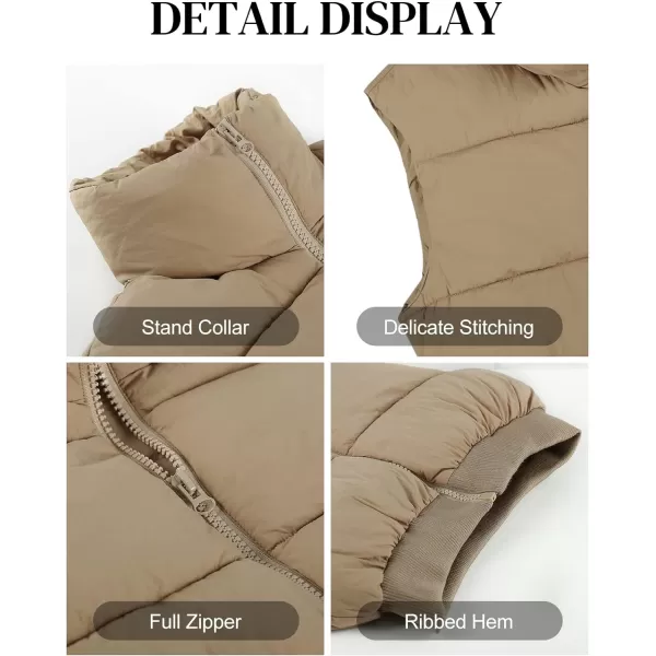Flygo Women's Cropped Puffer Vest Zip Up Stand Collar Sleeveless Padded Bubble Vest