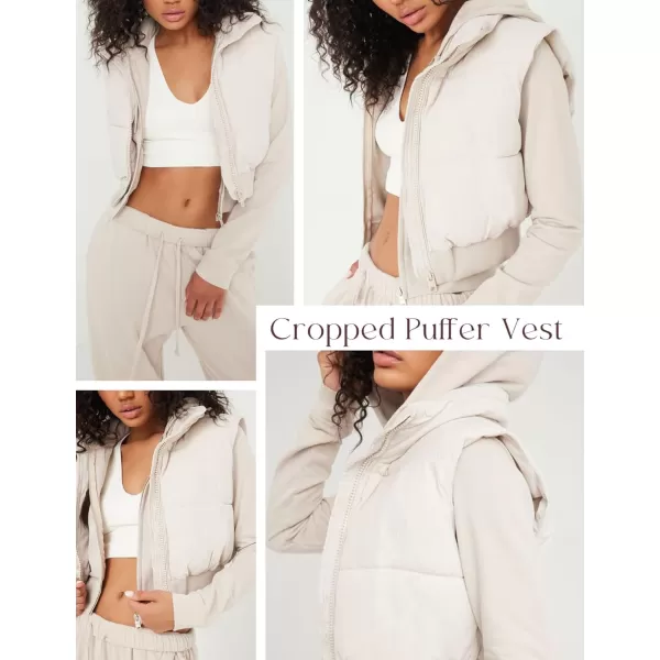 Flygo Women's Cropped Puffer Vest Zip Up Stand Collar Sleeveless Padded Bubble Vest