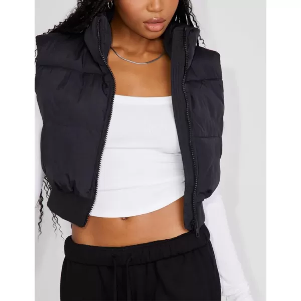 Flygo Women's Cropped Puffer Vest Zip Up Stand Collar Sleeveless Padded Bubble Vest
