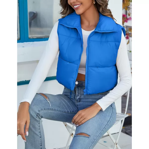 Flygo Women's Cropped Puffer Vest Zip Up Stand Collar Sleeveless Padded Bubble Vest