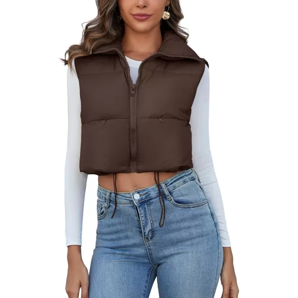 Flygo Women's Cropped Puffer Vest Zip Up Stand Collar Sleeveless Padded Bubble Vest