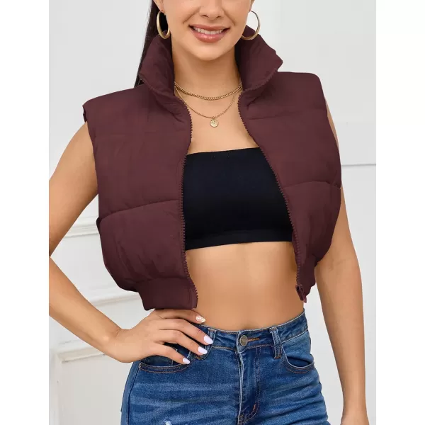Flygo Women's Cropped Puffer Vest Zip Up Stand Collar Sleeveless Padded Bubble Vest