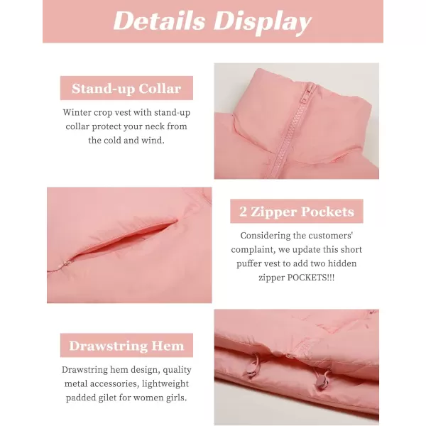 Flygo Women's Cropped Puffer Vest Zip Up Stand Collar Sleeveless Padded Bubble Vest