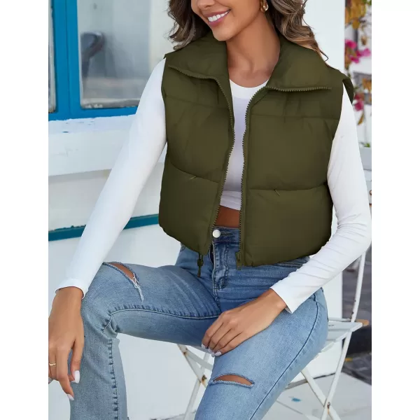 Flygo Women's Cropped Puffer Vest Zip Up Stand Collar Sleeveless Padded Bubble Vest