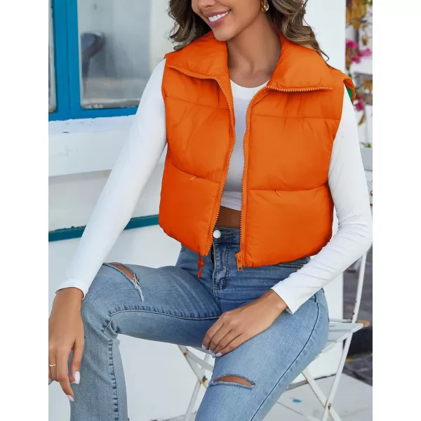 Flygo Women's Cropped Puffer Vest Zip Up Stand Collar Sleeveless Padded Bubble Vest
