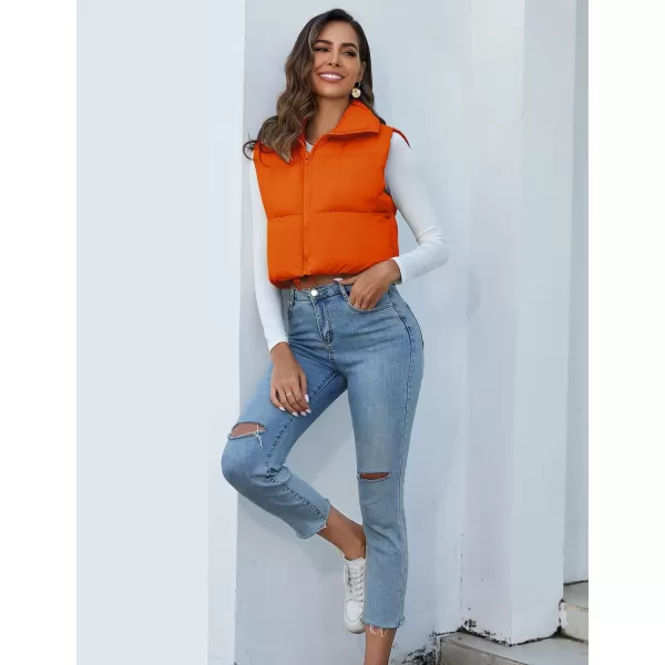 Flygo Women's Cropped Puffer Vest Zip Up Stand Collar Sleeveless Padded Bubble Vest