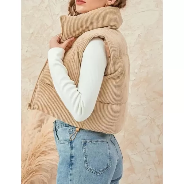 Flygo Women's Cropped Puffer Vest Zip Up Stand Collar Sleeveless Padded Bubble Vest
