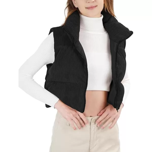 Flygo Women's Cropped Puffer Vest Zip Up Stand Collar Sleeveless Padded Bubble Vest