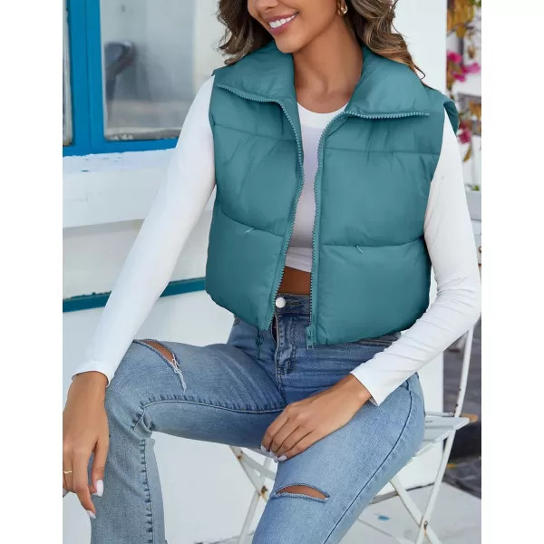 Flygo Women's Cropped Puffer Vest Zip Up Stand Collar Sleeveless Padded Bubble Vest