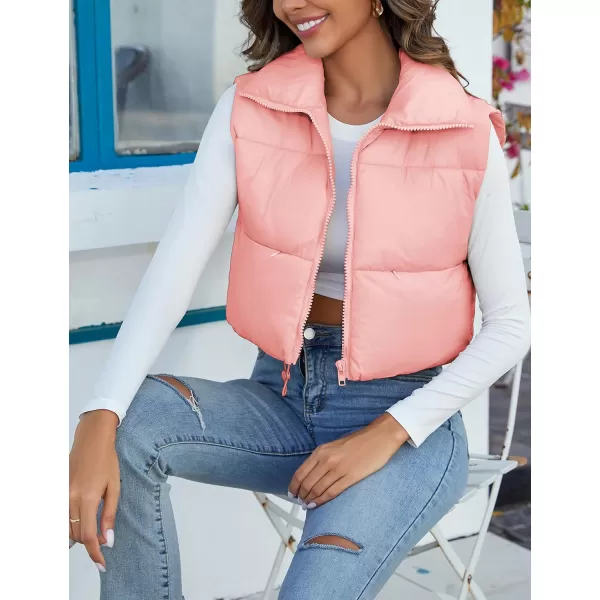 Flygo Women's Cropped Puffer Vest Zip Up Stand Collar Sleeveless Padded Bubble Vest