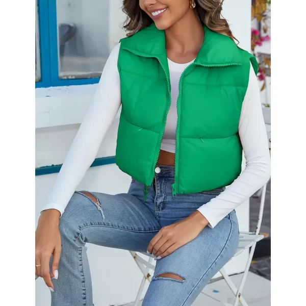 Flygo Women's Cropped Puffer Vest Zip Up Stand Collar Sleeveless Padded Bubble Vest