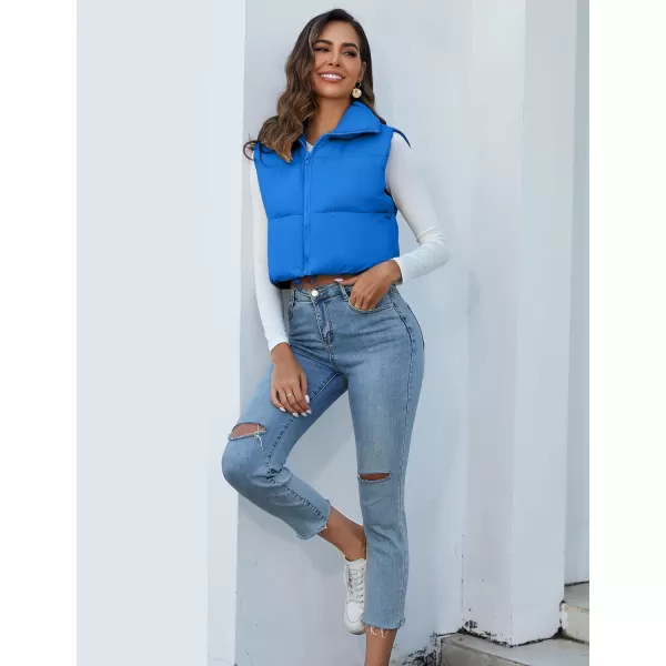 Flygo Women's Cropped Puffer Vest Zip Up Stand Collar Sleeveless Padded Bubble Vest