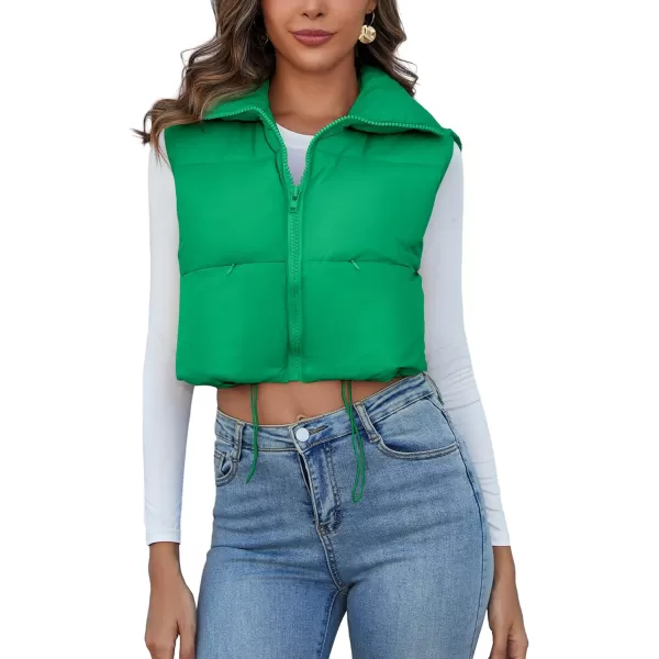 Flygo Women's Cropped Puffer Vest Zip Up Stand Collar Sleeveless Padded Bubble Vest