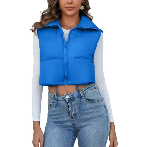Flygo Women's Cropped Puffer Vest Zip Up Stand Collar Sleeveless Padded Bubble Vest