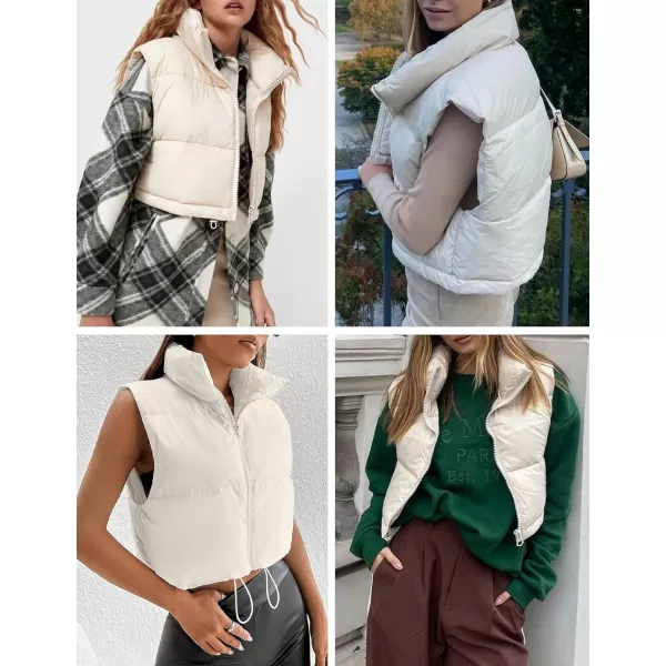 Flygo Women's Cropped Puffer Vest Zip Up Stand Collar Sleeveless Padded Bubble Vest