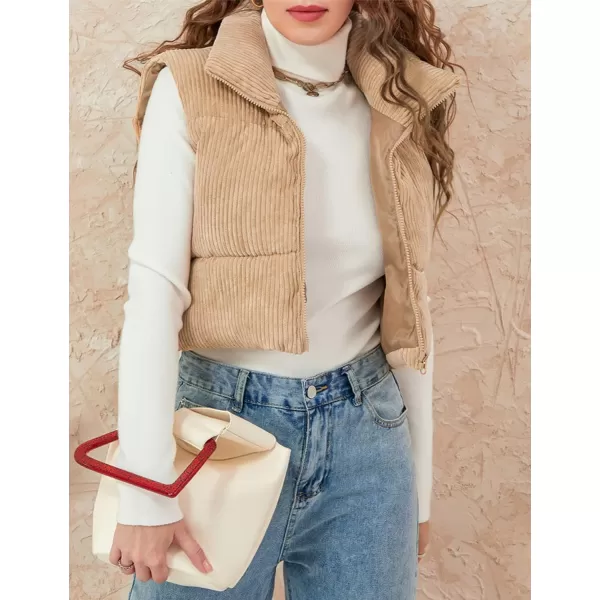 Flygo Women's Cropped Puffer Vest Zip Up Stand Collar Sleeveless Padded Bubble Vest