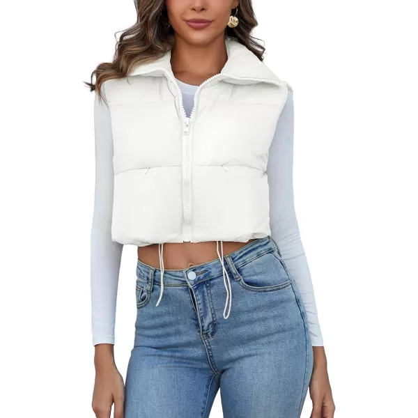 Flygo Women's Cropped Puffer Vest Zip Up Stand Collar Sleeveless Padded Bubble Vest