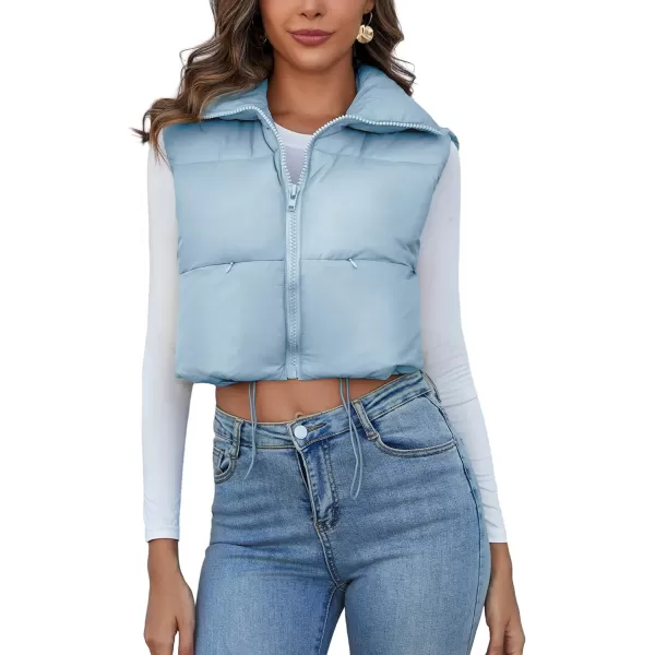 Flygo Women's Cropped Puffer Vest Zip Up Stand Collar Sleeveless Padded Bubble Vest