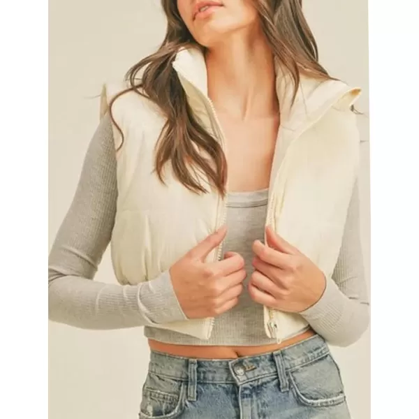 Flygo Women's Cropped Puffer Vest Zip Up Stand Collar Sleeveless Padded Bubble Vest