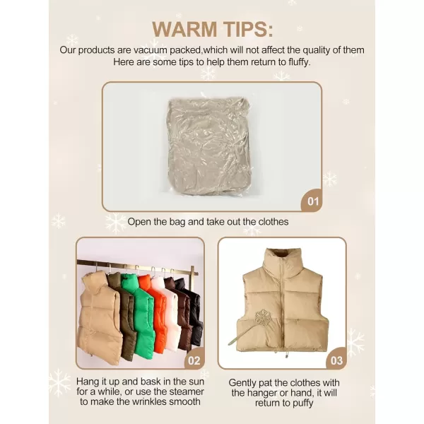 Flygo Women's Cropped Puffer Vest Zip Up Stand Collar Sleeveless Padded Bubble Vest