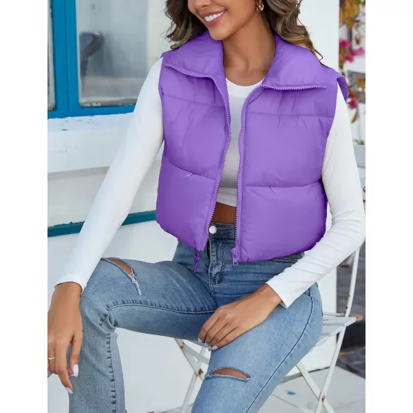 Flygo Women's Cropped Puffer Vest Zip Up Stand Collar Sleeveless Padded Bubble Vest
