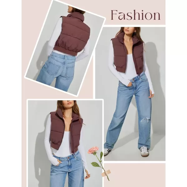 Flygo Women's Cropped Puffer Vest Zip Up Stand Collar Sleeveless Padded Bubble Vest