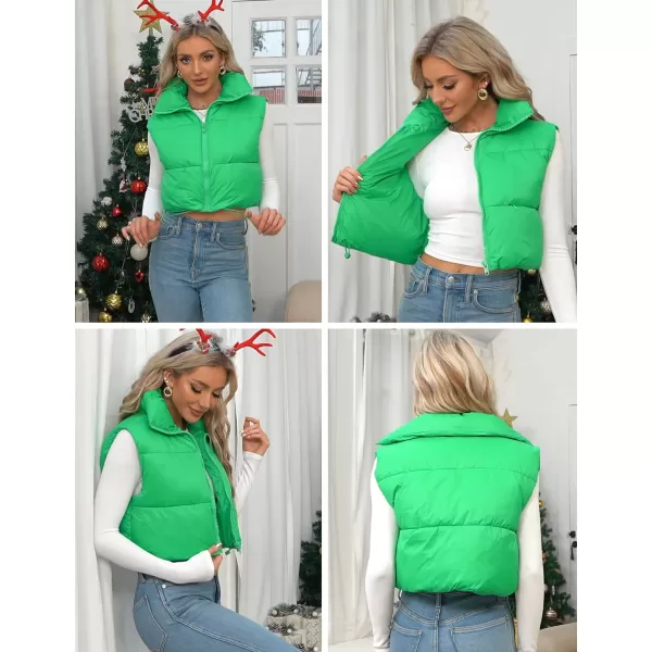 Flygo Women's Cropped Puffer Vest Zip Up Stand Collar Sleeveless Padded Bubble Vest