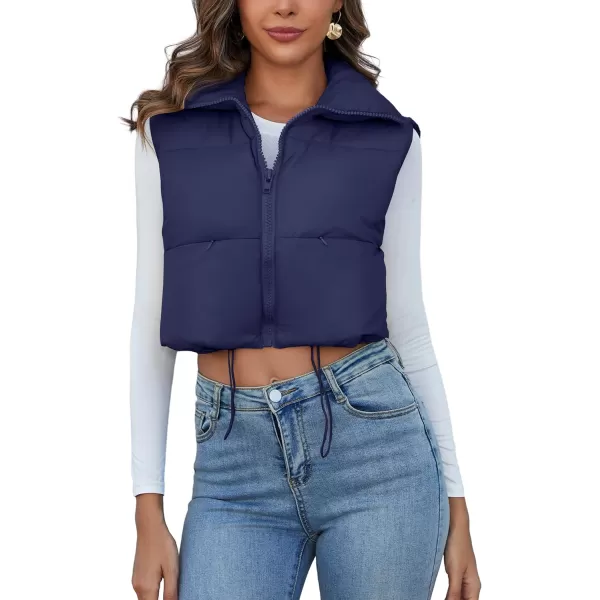 Flygo Women's Cropped Puffer Vest Zip Up Stand Collar Sleeveless Padded Bubble Vest