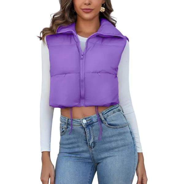 Flygo Women's Cropped Puffer Vest Zip Up Stand Collar Sleeveless Padded Bubble Vest