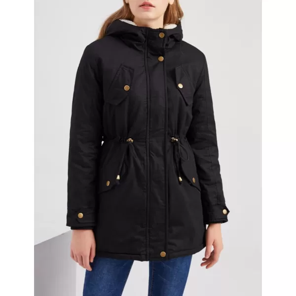 Flygo Women's Winter Fleece Sherpa Lined Hooded Parka Jacket Warm Coat with Pockets