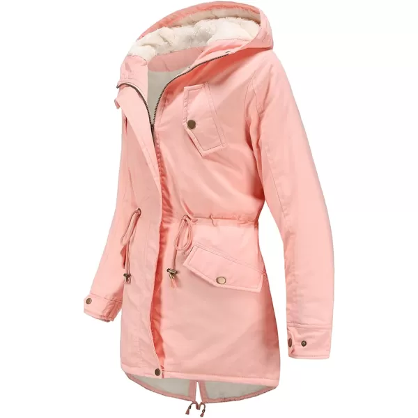 Flygo Women's Winter Fleece Sherpa Lined Hooded Parka Jacket Warm Coat with Pockets